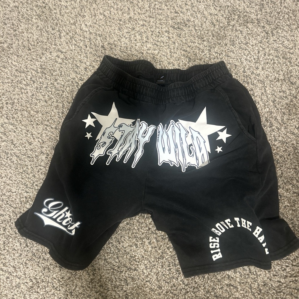 ROMWE Black 'Stay Wild' Kids Shorts